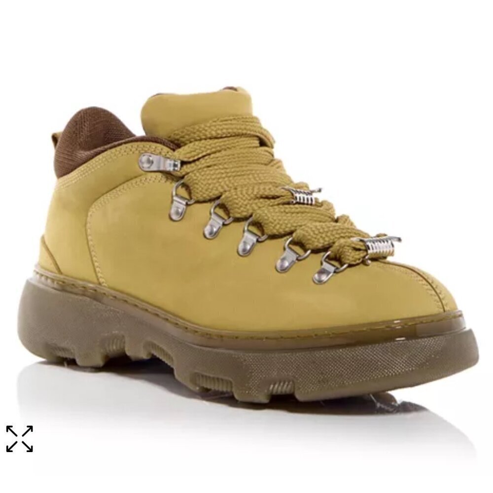 BURBERRY Men's‎ "Trek" Manilla Tan Leather Hiking Walking Boots, 43
